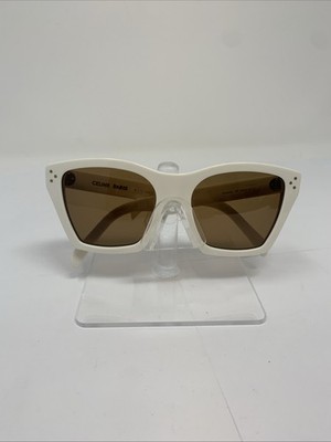 Celine Sunglasses Cat Eye CL40090I 21E White Frame Brown Lens | eBay