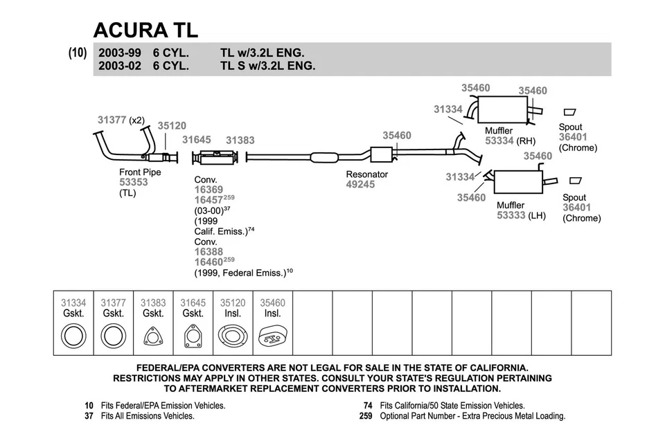 For Honda Accord 1998-2002 Walker 53353 Aluminized Steel Exhaust Front Pipe - Изображение 4 из 4