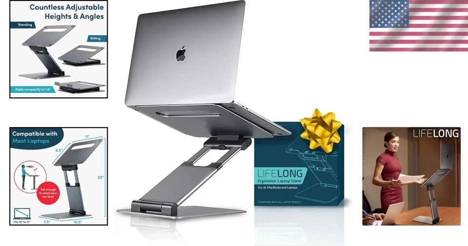Foldable Ergonomic Laptop Stand - Ideal for Posture & Space-Saving at 4.33 lbs - Image 2 of 4