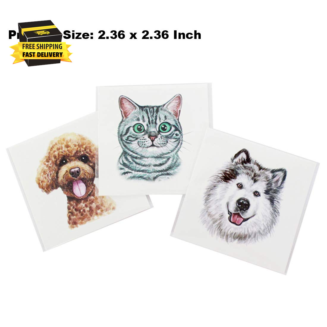 30 Pieces Animals Temporary Tattoos for Kids Women, Dogs Cats Waterproof Tattoos