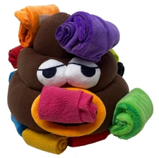 Pre Owned Poop Plush Toy That has Strips of Colorful fabric