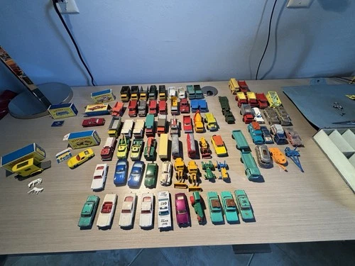 Vintage Lot of 75+ Matchbox Lesney Die Cast Cars 1960s Some W/ Boxes