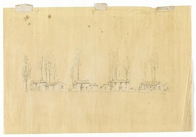 Santa Barbara California 1920s Rendering Four Houses Architectural Sketch