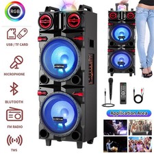 9000W Bluetooth Party Speaker Rechargable Dual 10" Woofer USB TF TWS FM With Mic