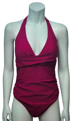 Maillot De Bain Une Pièce Femme Sans Marque Bordeaux Bretelles Larges T. L - Photo 1/3