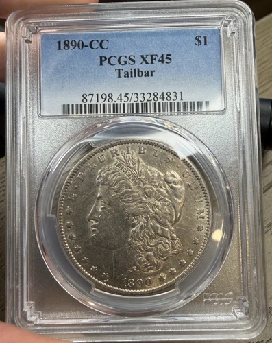 1890-CC Morgan Silver Dollar Tailbar ~ PCGS XF45 ~ Free Shipping