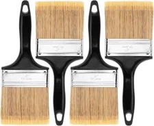 Paint Brushes, 4-Inch, 4 Pack, Flat Brushes for Walls, Black.