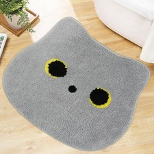Grey Cat Bathroom Rug 20x22 Inch Soft Absorbent Non Slip Shower Floor Mat