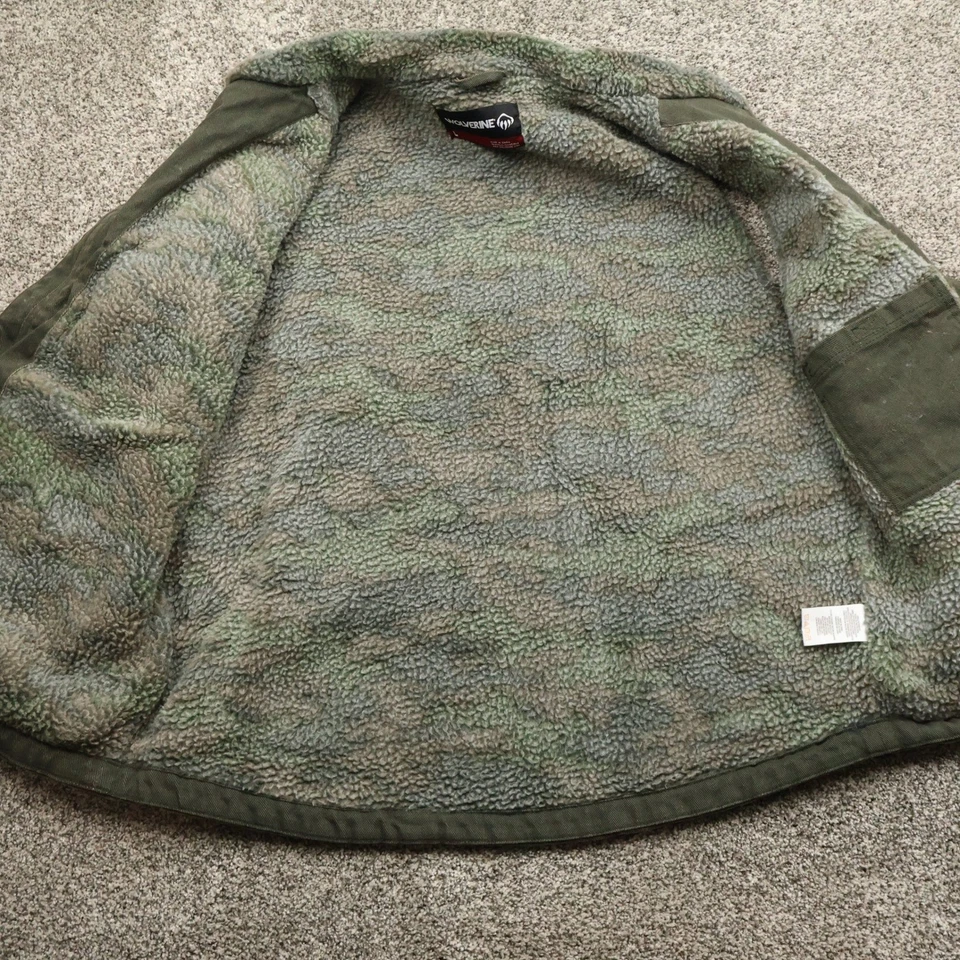 Chaleco Wolverine Para Hombres Grande Verde Sherpa Forrado Lona Cremallera Frontal Trabajo Utilidad Exterior Foto 3 de 4