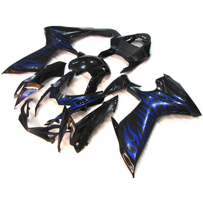 #ad Black Blue Flames Fairings Plastic for Suzuki GSXR 600 750 2011 2025 Bodywork $385.95