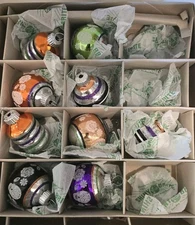 New In Box SHINY BRITE Halloween 9 Ornaments Christopher Radko 2 1/2 Inche