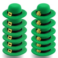 FOIMAS 12pcs Mini St Patrick's Day Hat 3.14 Inch Leprechaun Hats with Shamrock