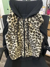 Victoria Secret PINK rare Leopard Print Fur  Zip Up Hoodie