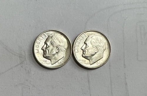 1946 P & 1947 P Roosevelt Dimes - 1st & 2nd Years Issue Uncirculated