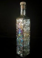 Decorative Tall Square Embossed Bottle & Wood...