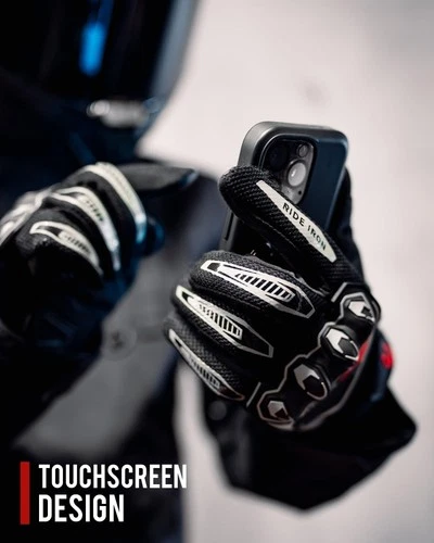 RIDEIRON Summer Motorcycle Gloves for Men & Women black Large image 8