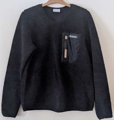 M Columbia West Bend Crew Black Sherpa Fleece Pullover
