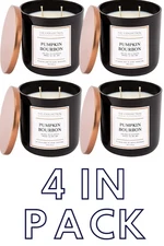 4 Pack Chesapeake Bay Candle Pumpkin Bourbon Medium Jar TA35690 - NEW