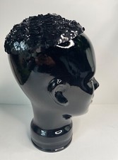 VTG 40'S LOVELY  BLACK SEQUIN BEANIE HAT YAMULKE