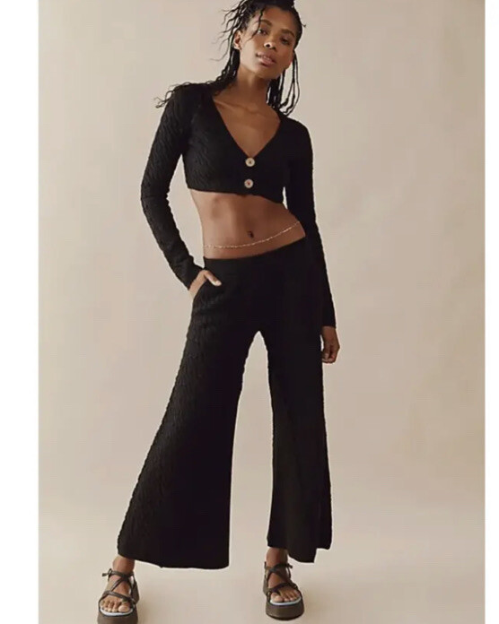 NWT Free People Beach Ziggy Sweater Set - Cardigan & Pants Size L Z217-59