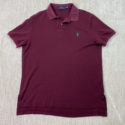 Polo Ralph Lauren Polo Shirt Large Red Maroon Short Sleeve