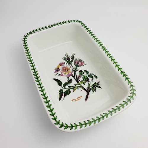 Portmeirion Botanic Rectangular Baking Dish Dog Rose Dark Purple & Red Flowers
