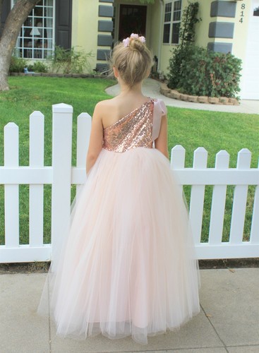 One-Shoulder Sequins Tutu Flower Girl Dresses Pageant Dress Tutu Dress Communion - Picture 63 of 77