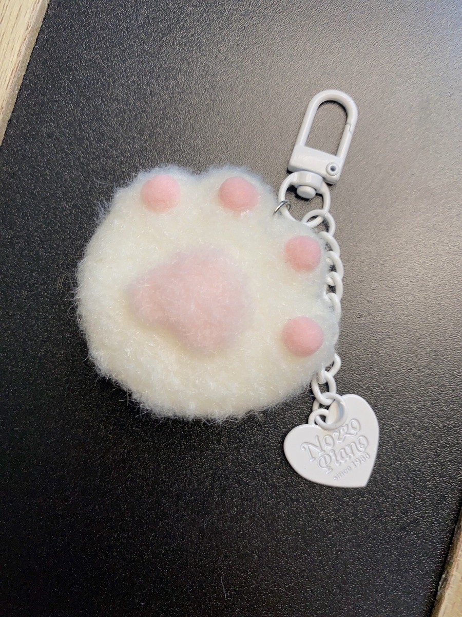 Cat Paw Pompom Bag Charm Keychain Car Key Fob Plush Gift Cute New