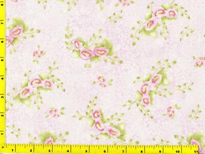 Hot Pink Flowers Leafy Vines on Light Pink Fat Quarter CFLRED00575