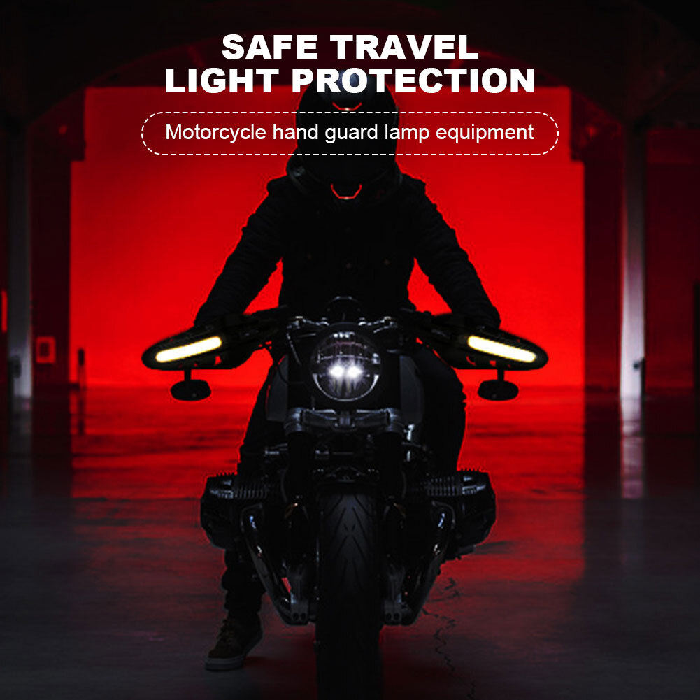 1 Pair Motorcycle Hand Guards Rain Protection Handguards LED Lights Universal UK eBay