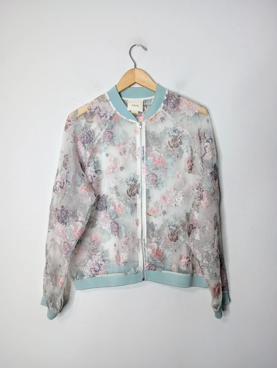 Maeve Anthropologie Floral Textured Sheer Bomber Jacket Medium | eBay
