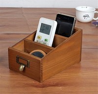 Chris.w 1pcs Vintage Wooden 3-compartment Desk Remote Controller Organizer Home Chris.w 1pcs Vintage Wooden 3-compartment Desk Remote Controller Organizer Home