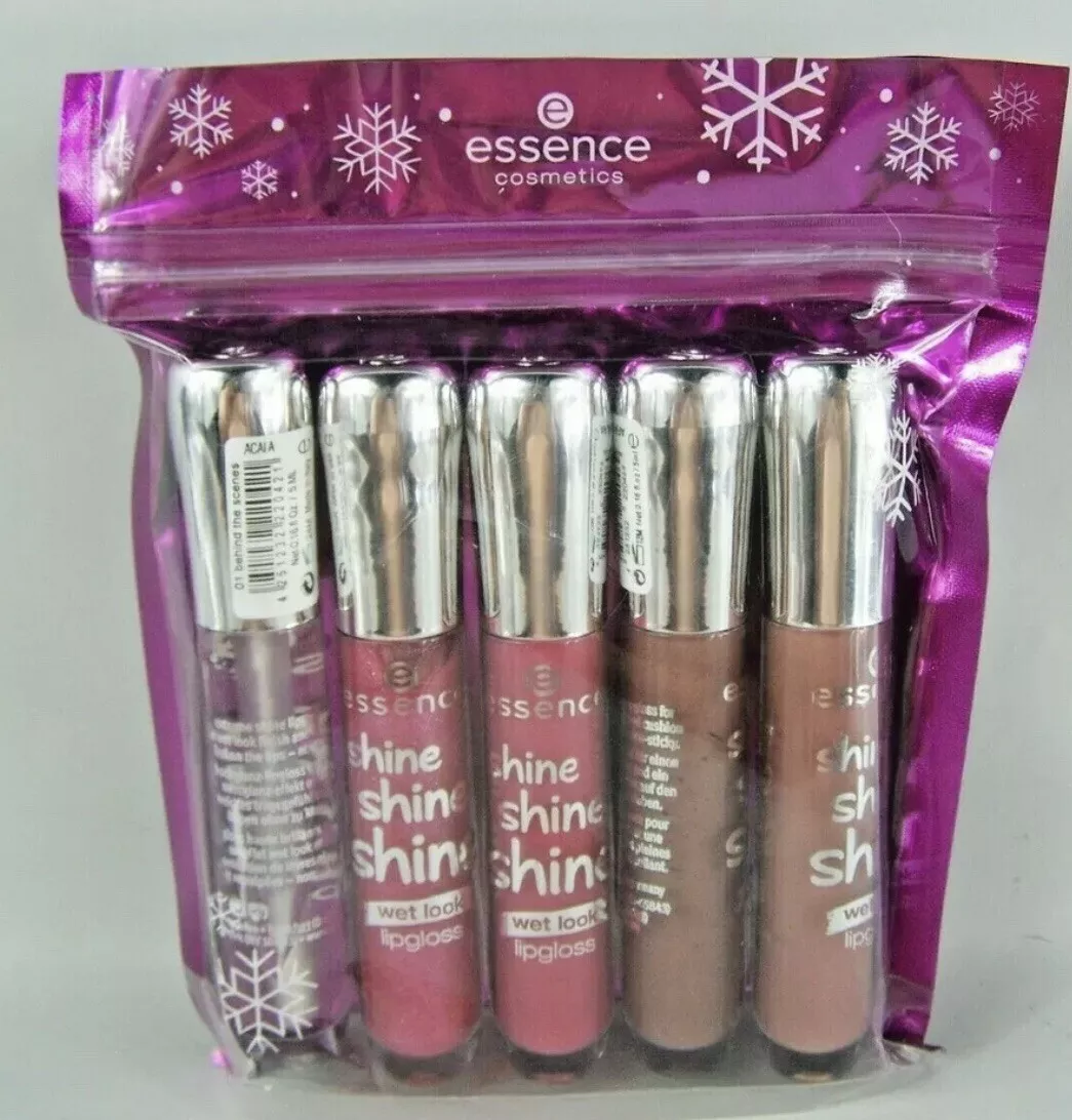 ESSENCE COSMETICS SHINE LIP GLOSS SET 5 PCS SEALED BAG NEW