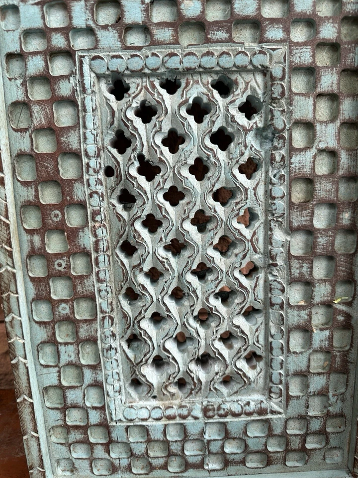 老式旧木制绿色绘画美丽贾利切割墙装饰框架墙艺术 — 第 3/4 张图片