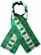 Nigeria Country Lightweight Flag Printed Knitted Style Scarf 8"x60"