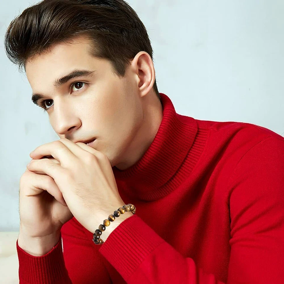 10 Pcs 8mm Gemstones Round Beaded Bracelets Crystal Healing Beaded Bracelet G - Image 2 of 4