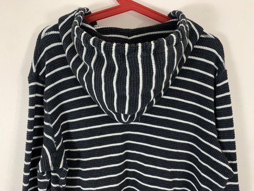 VTG Polo Ralph Lauren Hoodie Waffle Knit Men’s XL Gray White Stripe Pony 90s - Picture 5 of 9