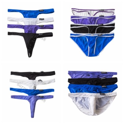 Mens Sexy Classic 4 Pack Slip Briefs Underpants Underwear Tangas Thongs G-String