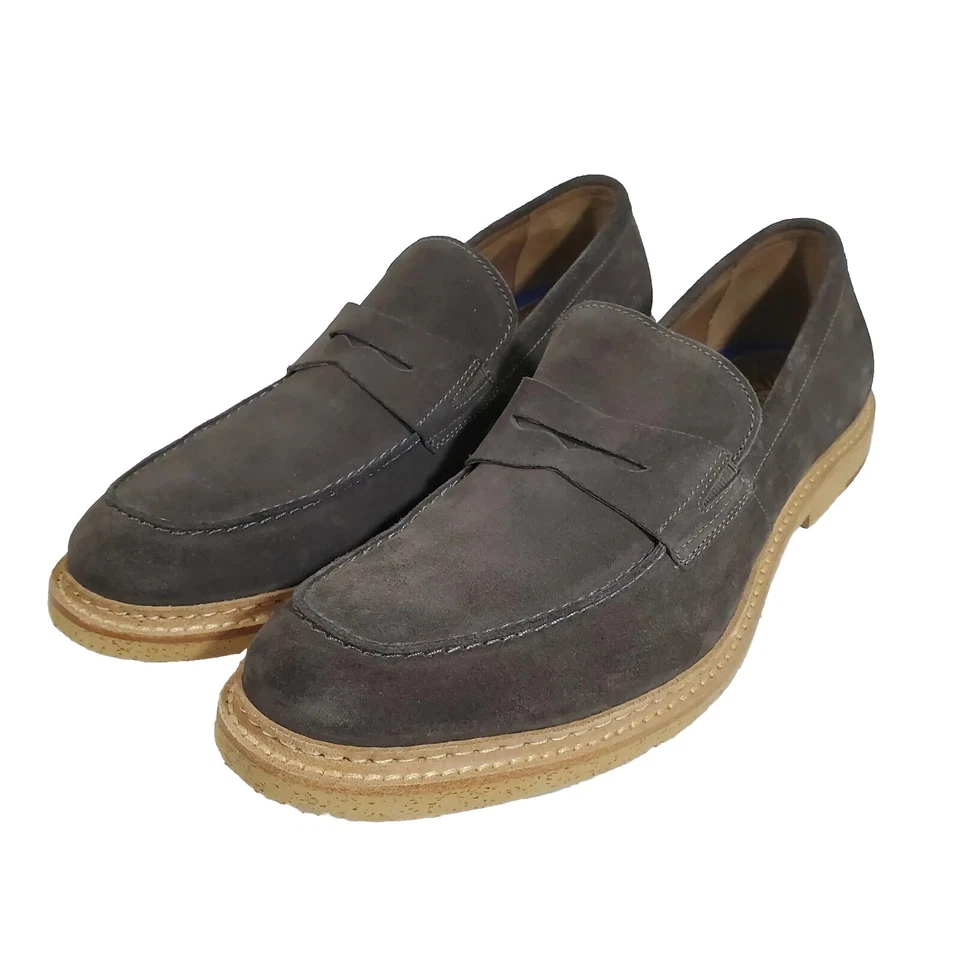 Sapatos sociais masculinos tamanho 13 Moc Toe mocassins de couro camurça oliva escura J&M 1850