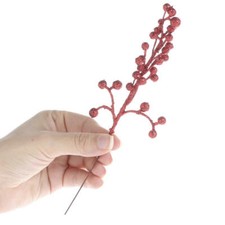 Factory Direct Craft Package of 24 Glittery Red Artificial Berry Picks