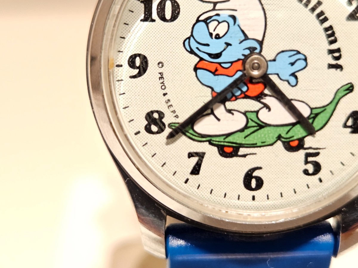 VINTAGE RARE COLLECTIBLE CHILDREN SMURF SCHLUPF WATCH  display picture 1