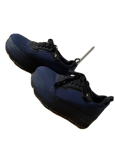 navy blue platform trainers