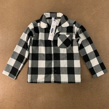 Old Navy Kids Size Medium 8 Black White Buffalo Plaid Long Sleeve Pajama Top NWT