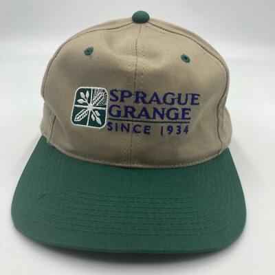 Vintage Sprague Grange Falcons Hat Cap Beige Green Snap Back 