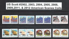 US Scott #2902, 03, 04,2905, 2908, 2909,2911, & 2912 American Scenes Coil Pairs 