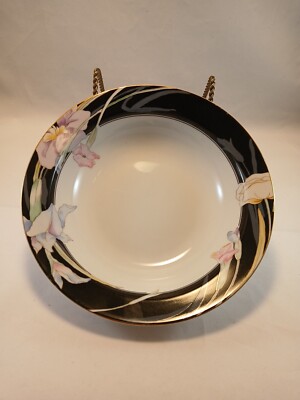 MIKASA FINE CHINA L9050 CHARISMA BLACK 1 SALAD BOWL 9 1/4'' DIAMETER JAPAN.