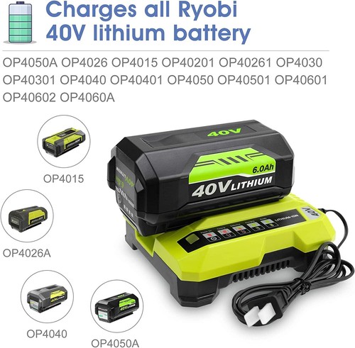 For Ryobi 6.0 Ah 40V Lithium-Ion Battery OP40605 OP40605VNM / Rapid Charger - Picture 17 of 23