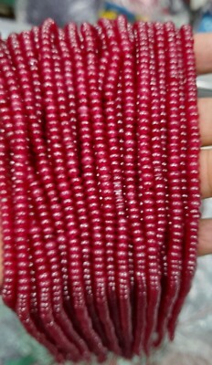 Ruby Quartz 4 mm Natural Roundelle Smooth Gemstone Beads 14''inch 1 Necklace