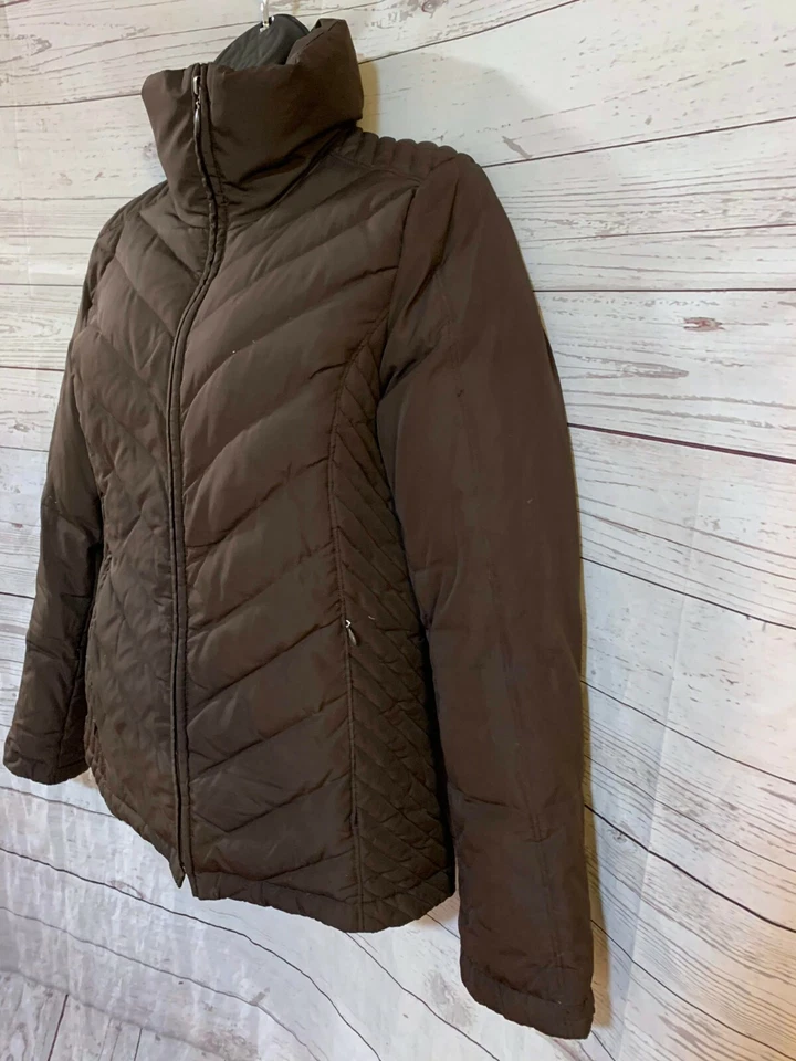 Kenneth Cole Reaction Puffer Down Jacket Zipper Front Dark Brown Size S Small - Image 3 of 4