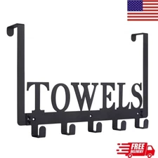 Over the Door Hook, Organizer Rack Hanging for Coats, Hats, Towels, 5 Hook Black